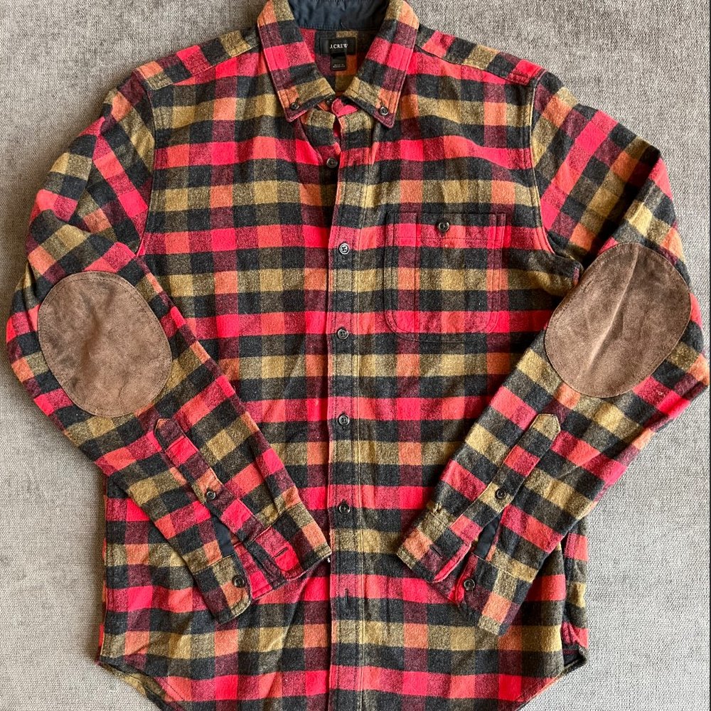 J CREW - Men's Flannel - Red/Yellow/Black Plaid - Size Small
